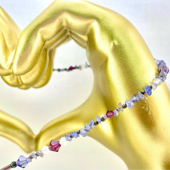 1/2" Solid Sterling Bead! Vintage Crystal Necklace - Picture 6 of 11